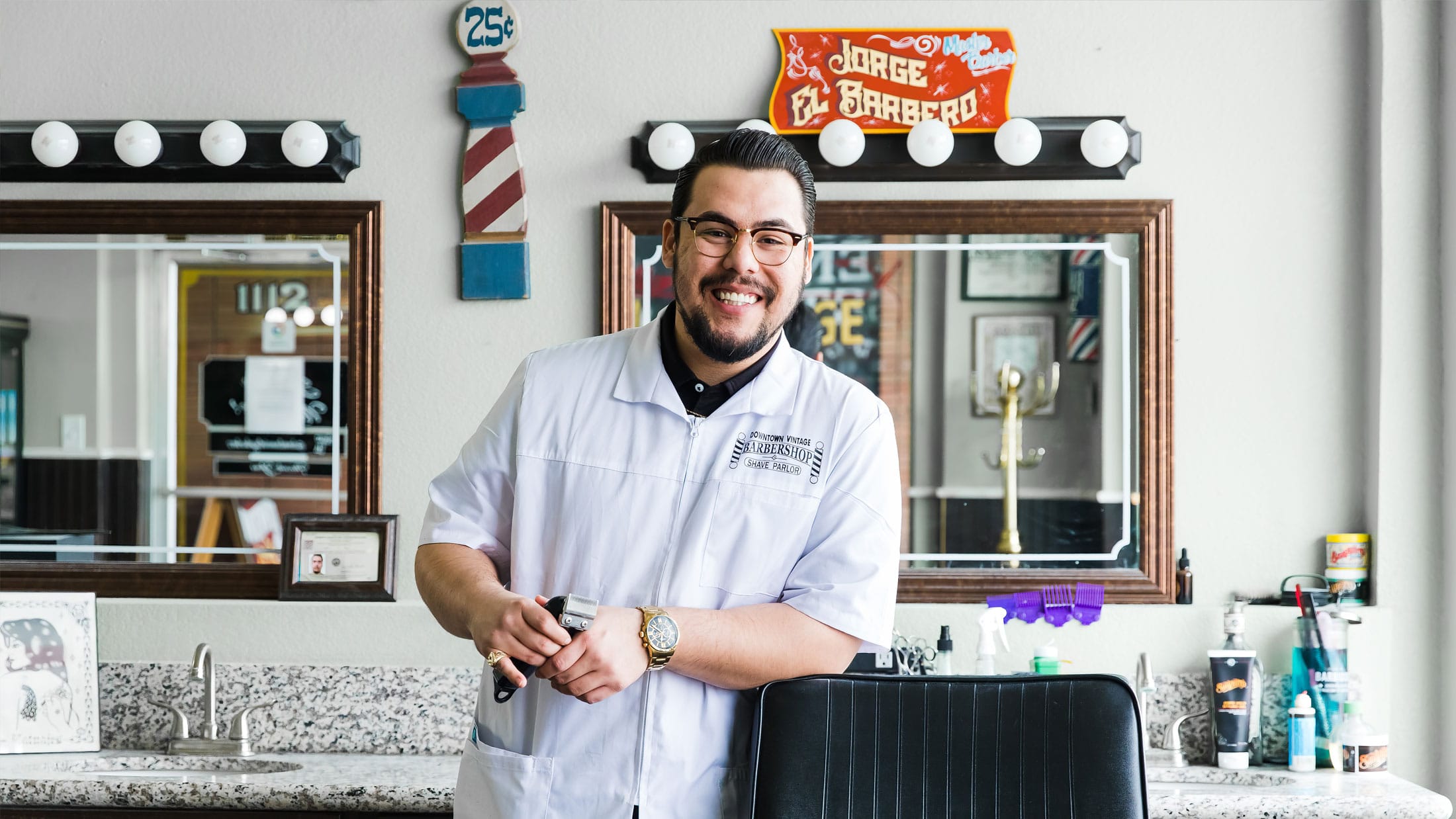 Jorge Reyes of Downtown Vintage Barbershop